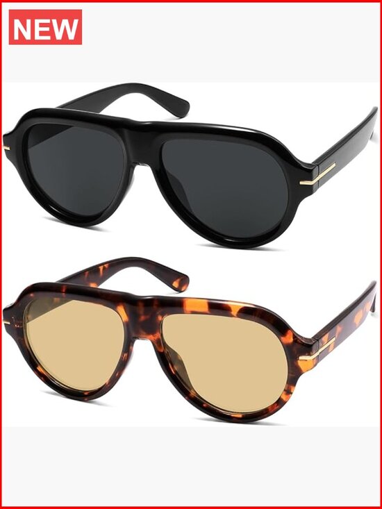 Polarized Aviator Sunglasses Retro Classic Vintage Sun Glasses 2 Pack